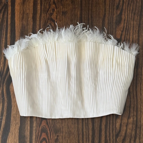 NWT 30% Off-Andres Otalora Brassavola Feather-Embellished Silk-Organza Top -US 6 - Picture 3 of 14